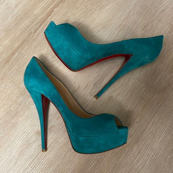 🛑SOLD🛑 Louboutin Troca 140MM Teal Suede - 36 - Picture 6 of 8